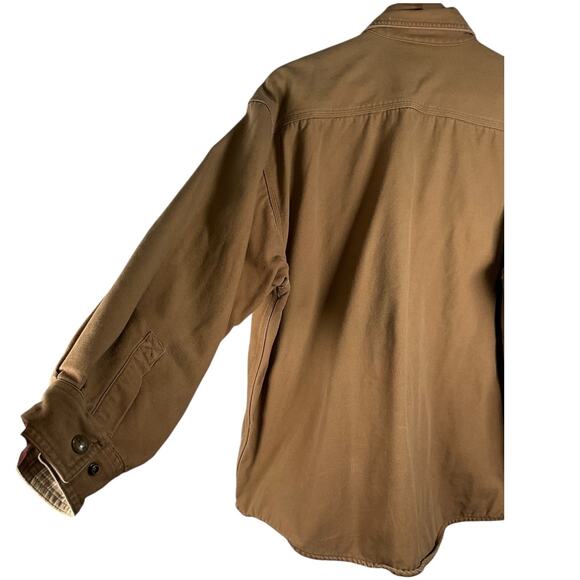 Carhartt Men’s Large Vintage Brown Canvas Snap Shirt Jacket Flannel Lined Work - Picture 5 of 16